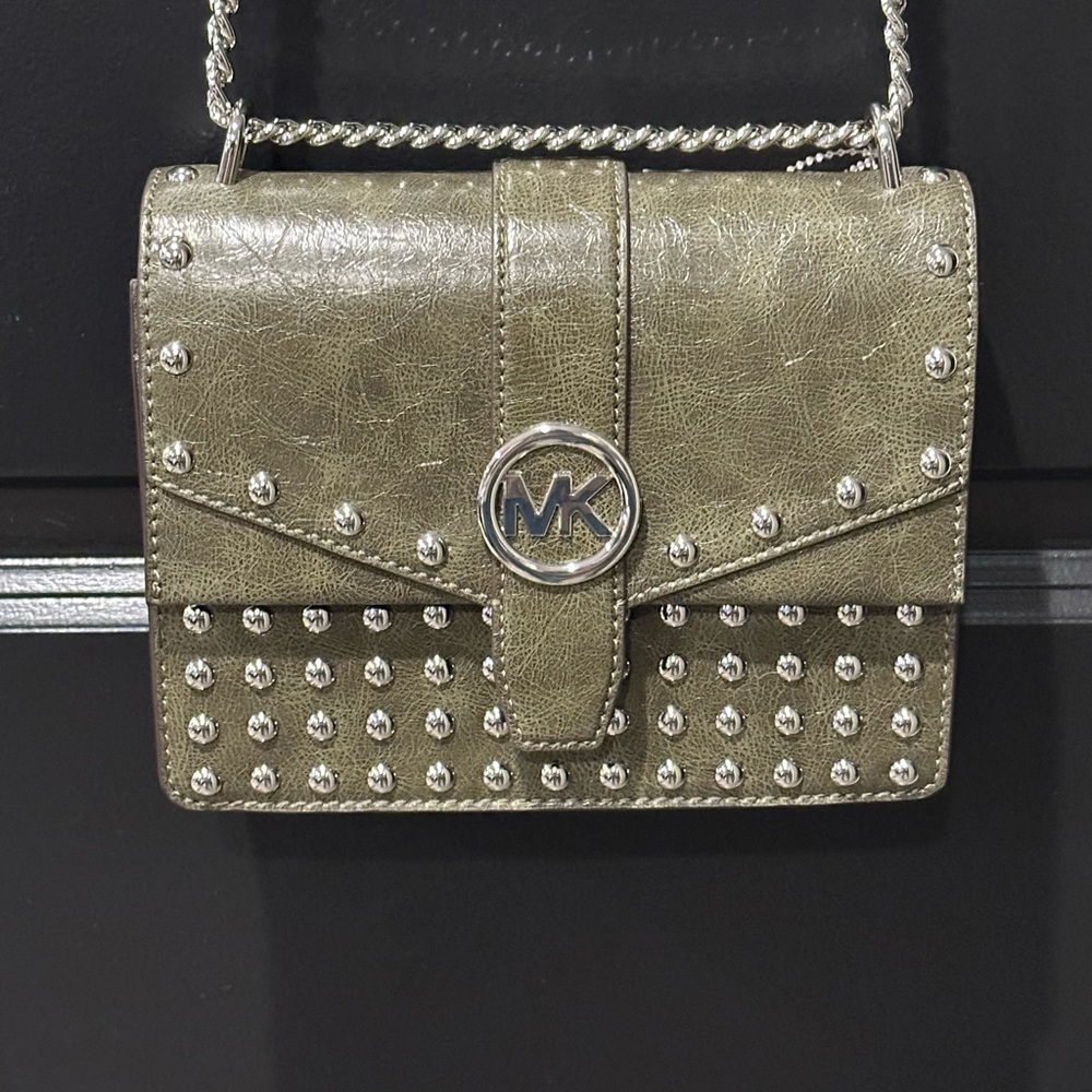 Michael Kors Greenwich Small Studded Distressed Crossbody Bag